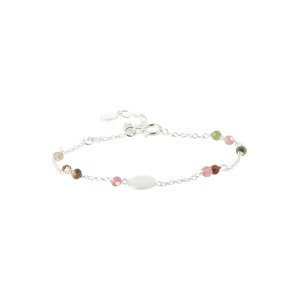 Pernille Corydon Jewellery Náramok 'Afterglow'  strieborná / svetlozelená / ružová / hnedá / biela