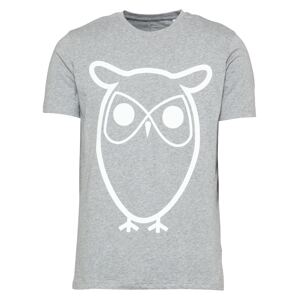 KnowledgeCotton Apparel Tričko 'ALDER'  sivá melírovaná / biela