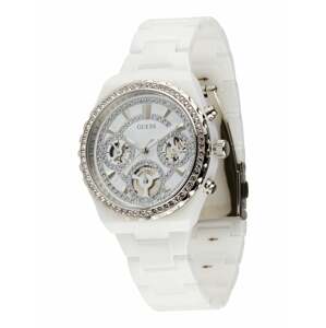 GUESS Analógové hodinky 'WHT CERAMIC CS W'  strieborná / biela