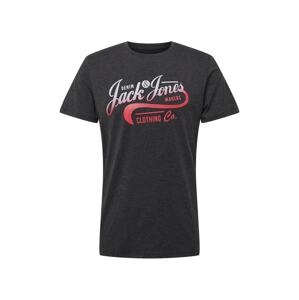 JACK & JONES Tričko 'NICK'  čierna / biela / červená