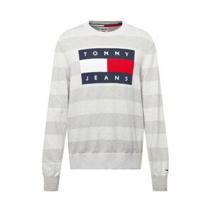 Tommy Jeans Sveter  biela / svetlosivá / tmavomodrá / červená