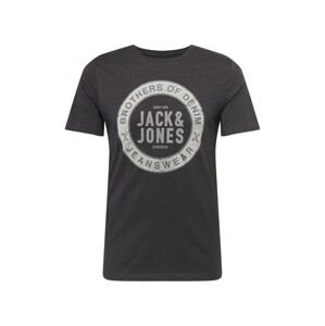 JACK & JONES Tričko  sivá / grafitová / biela