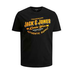 Jack & Jones Plus Tričko  zlatá žltá / čierna / biela