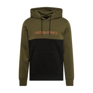 JACK & JONES Mikina 'URBAN'  kaki / tmavooranžová / čierna