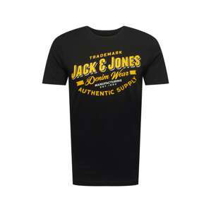 JACK & JONES Tričko  čierna / žltá / biela