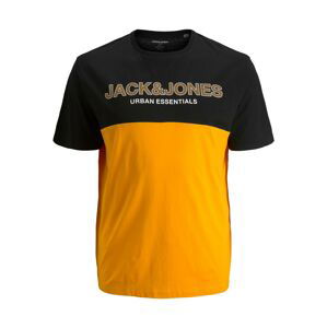 JACK & JONES Tričko  čierna / biela / svetlooranžová