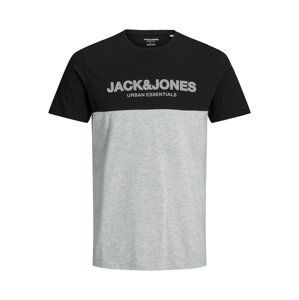 Jack & Jones Plus Tričko  čierna / sivá melírovaná