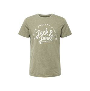 JACK & JONES Tričko 'Kimbel'  olivová / biela