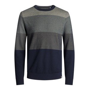 JACK & JONES Pullover 'Finn'  olivová / námornícka modrá / biela / čadičová