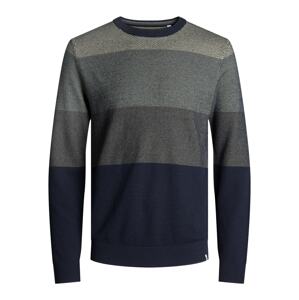 JACK & JONES Sveter 'Finn'  olivová / námornícka modrá / béžová / sivá