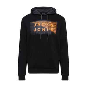 JACK & JONES Mikina 'Shawn'  čierna / oranžová / tmavosivá