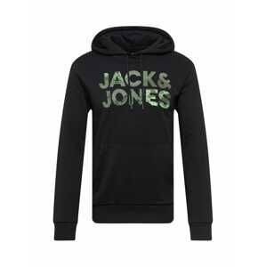 JACK & JONES Mikina 'Soldier'  čierna / olivová / kaki