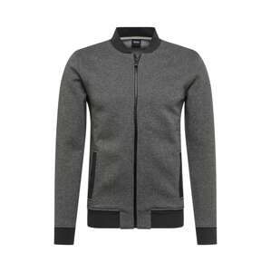 BOSS Casual Sweatjacke  čierna / sivá melírovaná