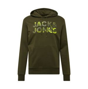 JACK & JONES Mikina 'SOLDIER'  olivová / kaki / neónovo zelená