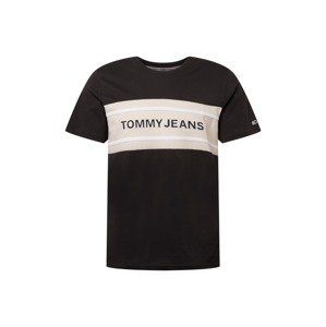 Tommy Jeans Tričko  svetlobéžová / čierna / biela