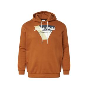 Jack & Jones Plus Sweatshirt 'Mason'  biela / námornícka modrá / krémová / koňaková