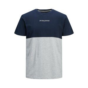 JACK & JONES Tričko  námornícka modrá / sivá melírovaná / biela