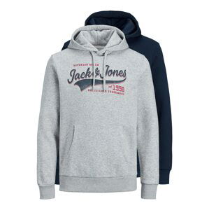 JACK & JONES Mikina  námornícka modrá / biela / červená / sivá melírovaná