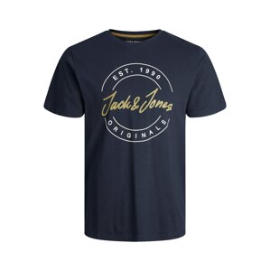 JACK & JONES Tričko  námornícka modrá / zlatá / biela