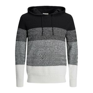 JACK & JONES Sveter  čierna / sivá melírovaná / šedobiela