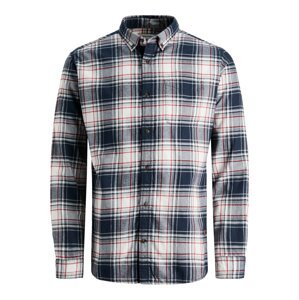 JACK & JONES Košeľa  námornícka modrá / svetlosivá / tmavočervená / biela