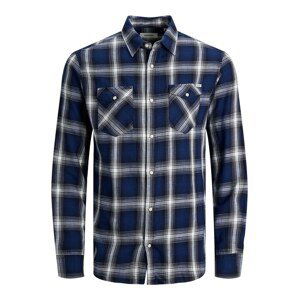 JACK & JONES Košeľa  modrá / námornícka modrá / biela