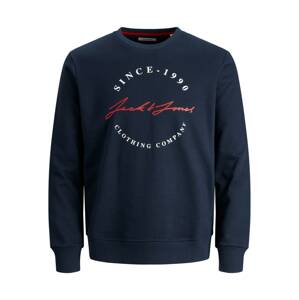 Jack & Jones Plus Mikina 'Herro'  námornícka modrá / biela / červená