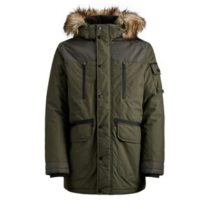 JACK & JONES Zimná parka 'Globe'  olivová / hnedá