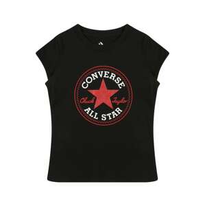 CONVERSE T-Shirt  čierna / červená / biela