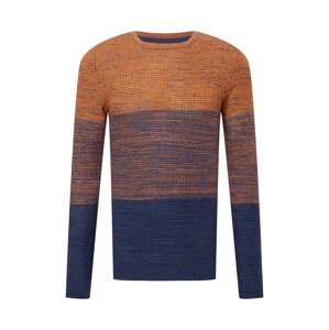 BLEND Sveter  modrá denim / oranžová / modrá melírovaná