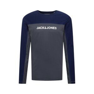 JACK & JONES Tričko 'SMITH'  tmavosivá / tmavomodrá / biela