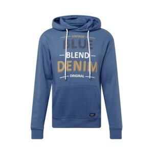 BLEND Mikina  modrá denim / žltá / antracitová / biela