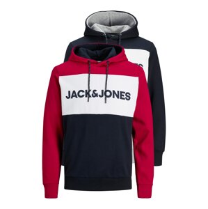 JACK & JONES Mikina 'JJELOGO'  modrá / červená / biela