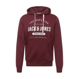 JACK & JONES Mikina 'Herro'  vínovo červená / biela