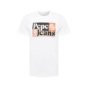 Pepe Jeans Tričko 'WELLS'  biela / čierna / oranžová