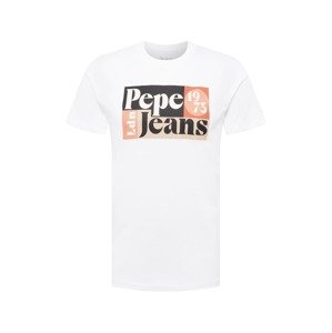 Pepe Jeans Tričko 'WELLS'  biela / čierna / oranžová