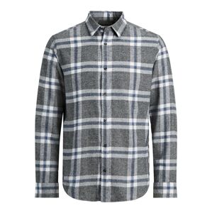 JACK & JONES Košeľa 'Boston'  biela / kráľovská modrá / tmavosivá