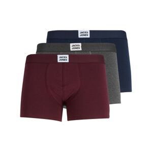 JACK & JONES Boxerky  tmavočervená / tmavosivá / tmavomodrá