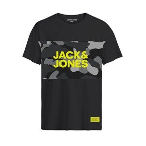 Jack & Jones Junior Tričko 'Oludo'  čierna / sivá / svetlosivá / žltá