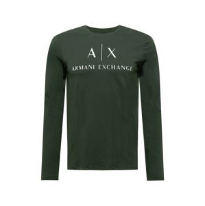 ARMANI EXCHANGE Tričko  tmavozelená / biela