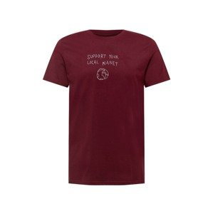 DEDICATED. T-Shirt 'Stockholm'  burgundská / biela