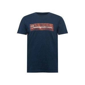 KnowledgeCotton Apparel Tričko 'ALDER'  námornícka modrá / biela / pastelovo červená