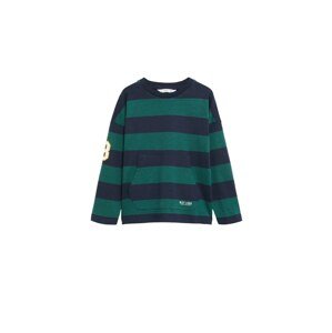 MANGO KIDS Shirt 'RUGBY'  tmavozelená / tmavomodrá / biela / šafránová