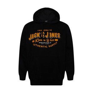 JACK & JONES Mikina  čierna / oranžová / biela