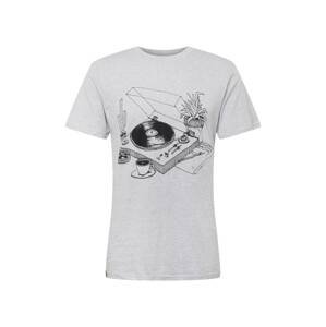 DEDICATED. T-Shirt 'Stockholm Coffee Vinyl'  sivá melírovaná / čierna