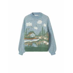 MANGO Pullover 'FARM'  svetlomodrá / biela / zelená / hnedá