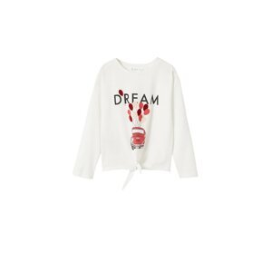 MANGO KIDS T-Shirt 'DREAM'  šedobiela / červená / béžová / bordová / čierna