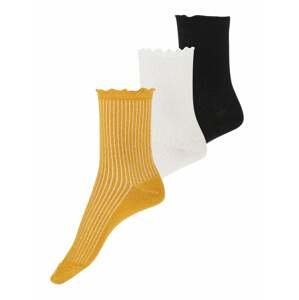 VERO MODA Ponožky 'VMMAGIC GLITTER SOCKS'  čierna / biela / zlatá žltá