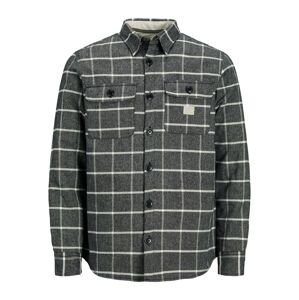 JACK & JONES Košeľa 'Mountain'  čierna melírovaná / prírodná biela / perlovo biela