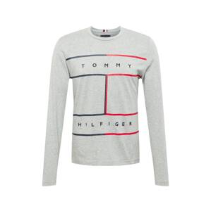 TOMMY HILFIGER Tričko  sivá melírovaná / námornícka modrá / červená